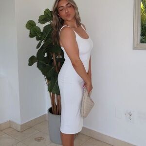 Contour Squareneck Midi Dress White